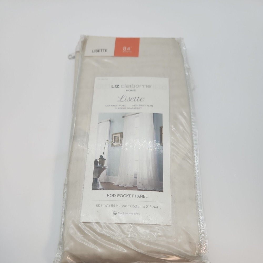 Liz Claiborne Lisette‎ Ivory Rod-Pocket Sheer Panel 60"x84" New